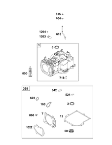 Cylinder Group Diagram and Parts List for 92J0B-0006-H1  Briggs and Stratton Engine